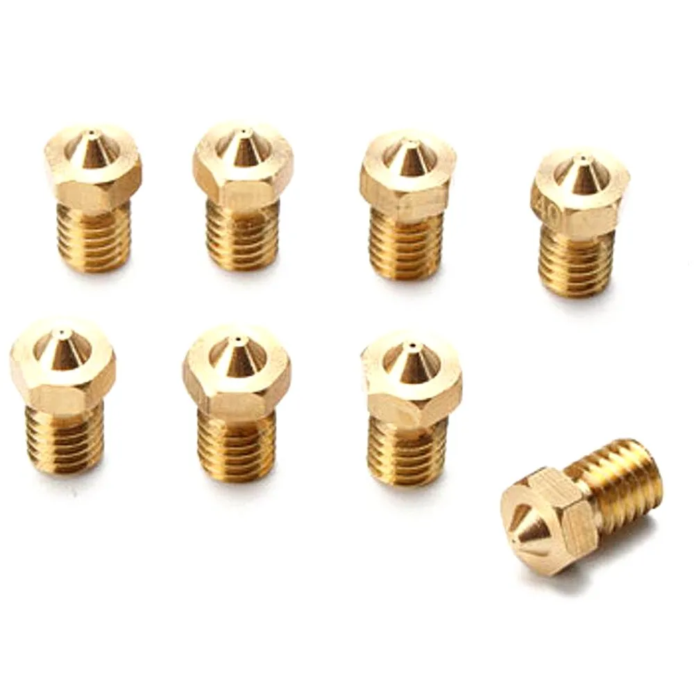 

3D printer Store V6 Brass Nozzle For 3mm 0.2/0.25/0.3/0.4/0.5/0.6/0.8/1.0/1.2mm Filament Nozzle Extruder Print Hea