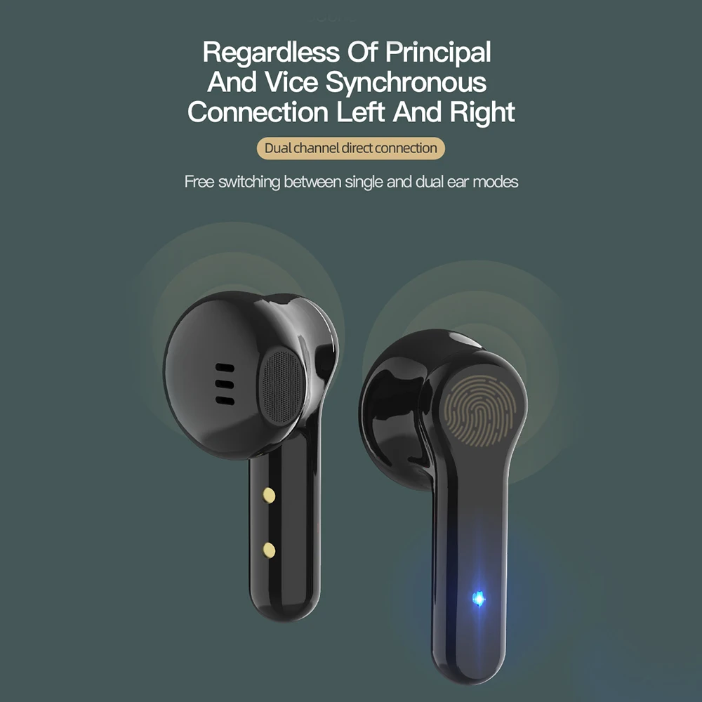 

TWS Bluetooth Earphone with Lanyard LED Battery Indicator Touch Control HIFI Stereo Wireless Headphones for Sports