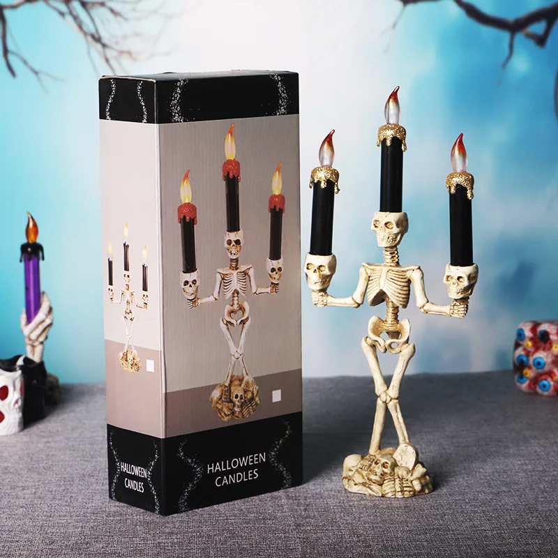 Хэллоуин огни в форме черепа подсвечники LED фестиваль свеча светящиеся Бар