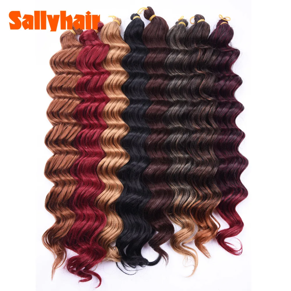 Sallyhair вязанные крючком косички глубокая волна твист наращивание волос