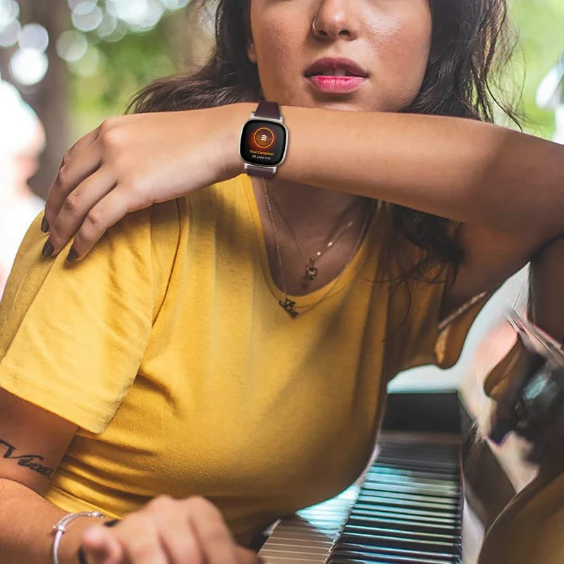 

Leather Wrist Strap for Fitbit Versa3/Sense Smart Watch Band Belt Replaceable Wristbands for Fitbit Sense