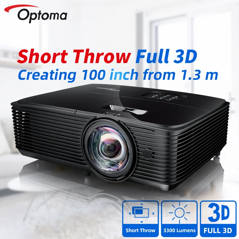 Короткий проектор Optoma Blu-Ray 3D для бизнеса и учебы офисных презентаций домашнего