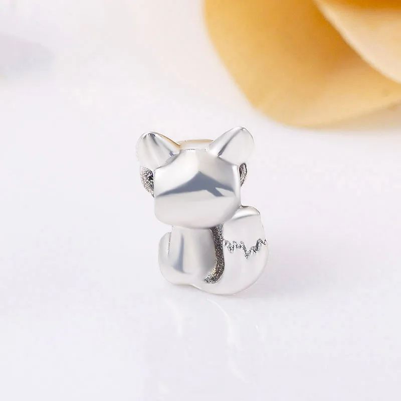 

100% 925 sterling silver DIY beads,CrystalsBlue-Eyed Fox charm bracelet jewelry