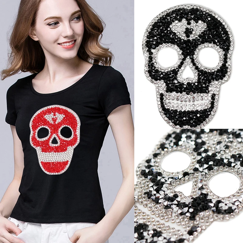 Skull Crystal Hotfix Rhinestones Stickers Flatback Mesh Trimming DIY Appliques Iron on Resin F. Bag Shoes Strass Stones A149 | Дом и сад