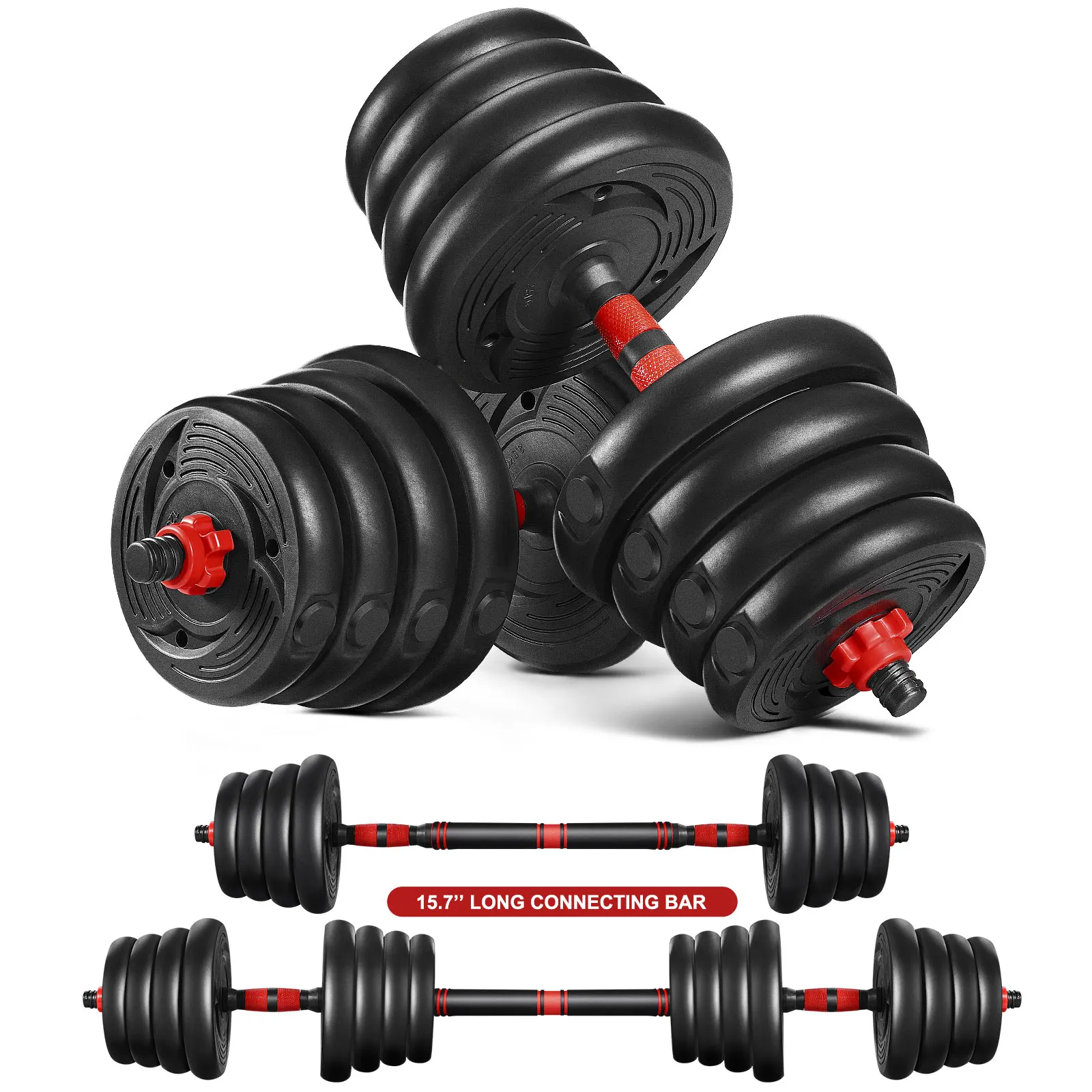 

40CM 30KG Bar Fitness Dumbbells Detachable Barbell Arm Muscle Trainer Household Exercise Supplies for Home Office Gym Training