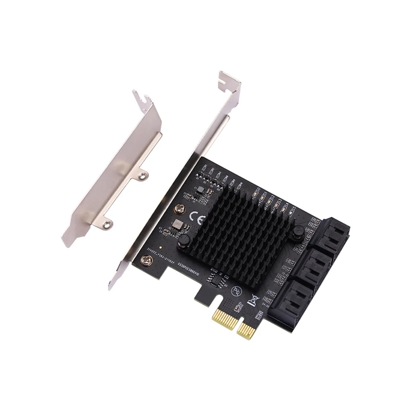 

ЧИА Майнинг PCIe Gen3 X1 до 6 портов 6G SATA III 3,0 контроллер Расширительная плата без Raid с низкопрофильным кронштейном