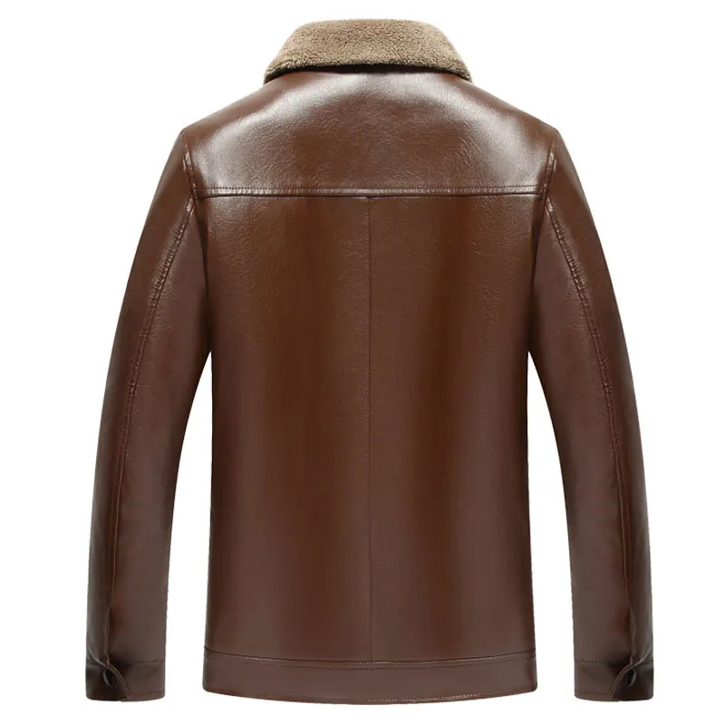 Зима 2020 теплая куртка с меховым воротником мужская кожаная Брендовые мужские