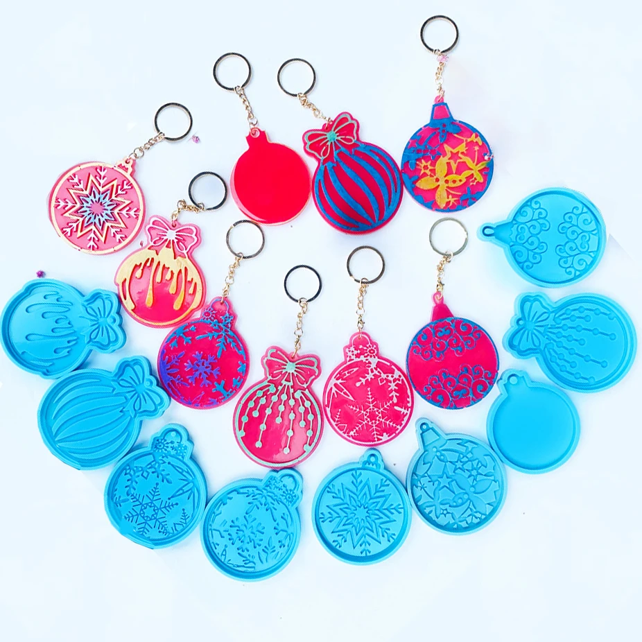 

Keychain Mould Resin Silicone Mold Snowflake Christmas Mould DIY Biscuit Chocolate Mould Baking Tool Christmas Gift Decoration
