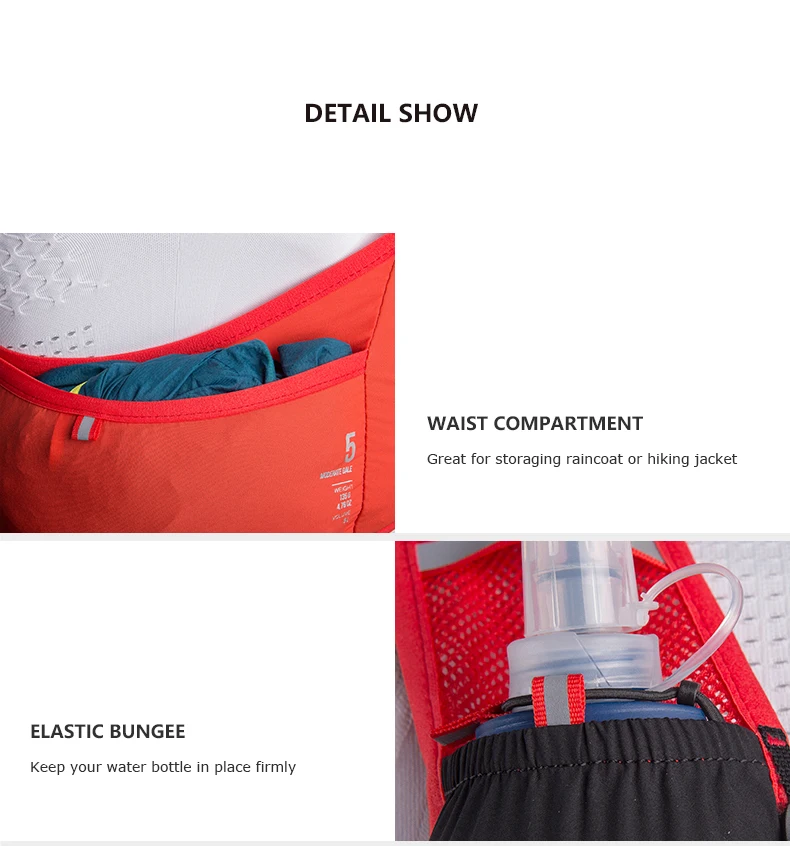 AONIJIE C933 5L Hydration Pack Backpack Rucksack Bag Vest Harness Water Bladder Hiking Camping Running Marathon Race Climbing