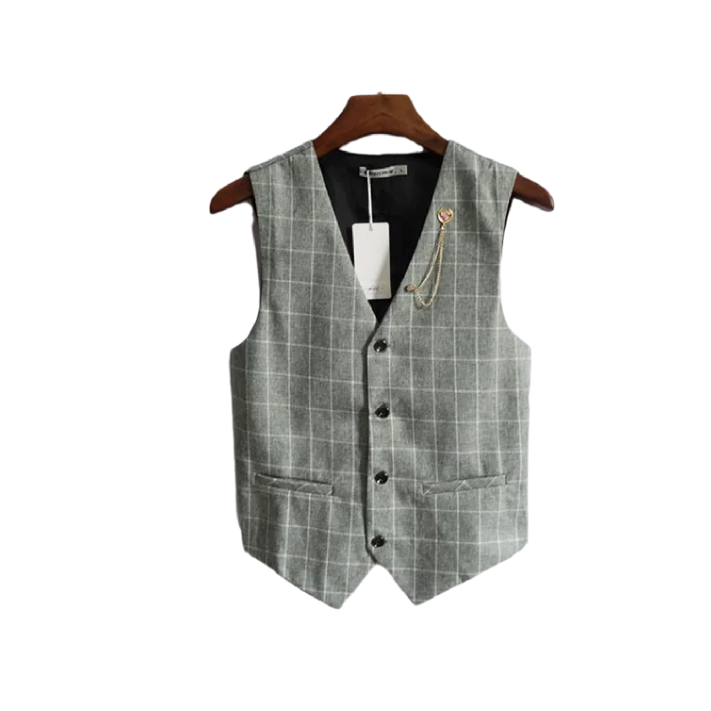 Жилет мужской классический модный брендовый Банкетный клетчатый жилет