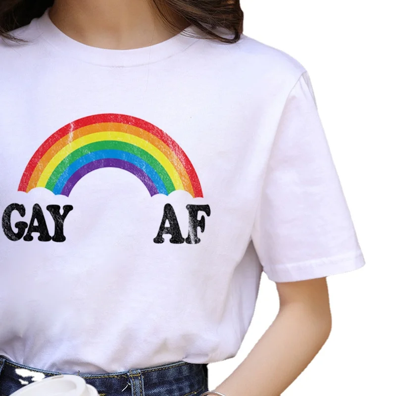 Lgbt Harajuku Rainbow Gay Pride T Shirt Women Lesbian Cartoon T-shirt 90s Graphic Casual Tshirt Fashion Cotton Tops Tee | Женская одежда