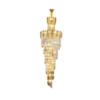new design large decorative high ceilings living room gold pendant lamp spiral stair lng modern luxury crystal chandelier