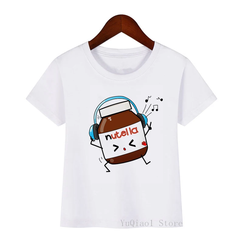 Camisetas divertidas de m&uacute;sica de Nutella para ni&ntilde;as, ropa Kawaii para ni&ntilde;os, Harajuku, Tops de verano-0
