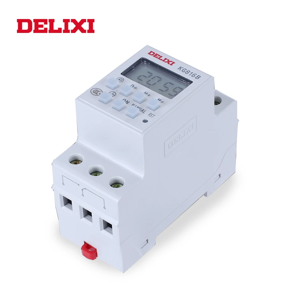 DELIXI микрокомпьютер таймер Выключатель питания реле AC 220 В цифровой ЖК-дисплей питания программируемый таймер управления с креплением на din-рейку