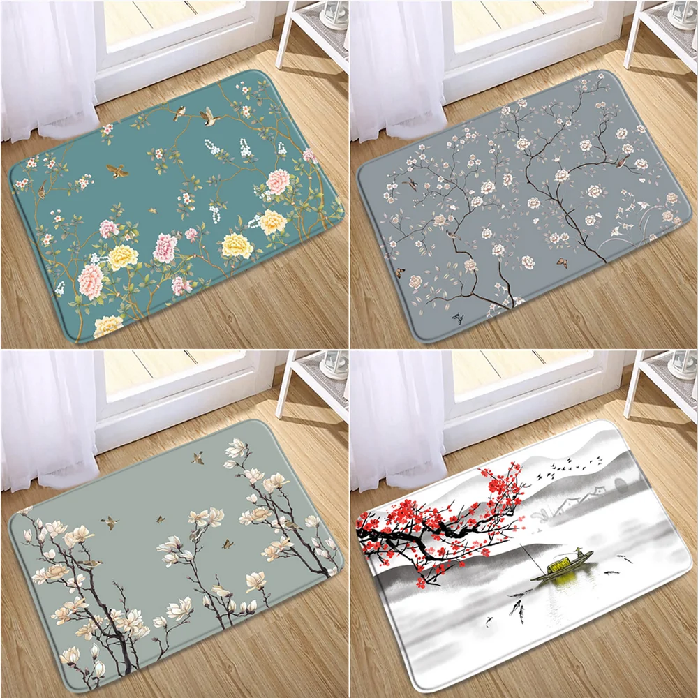 

Фланелевый коврик в китайском стиле с цветами и птицами