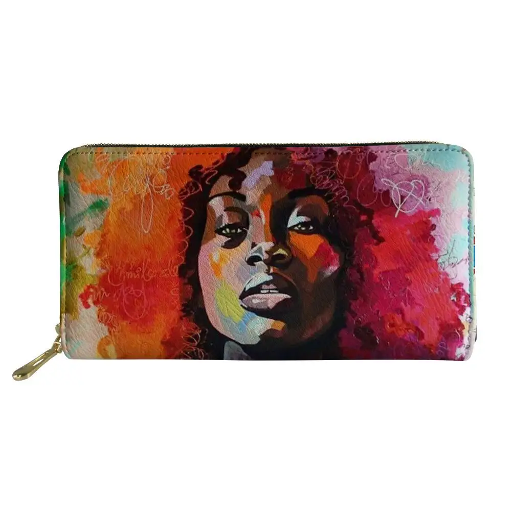 Афроамериканский Длинный кошелек красного цвета для девушек женский девочек