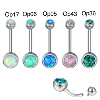 1ps g23 titanium high quality quick sales hot double head opal simple navel button navel ring human body piercing jewelry 14g
