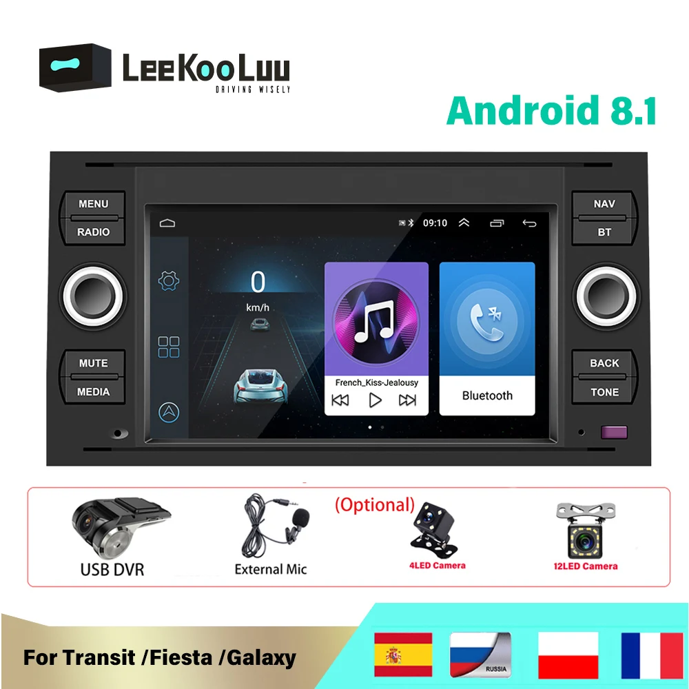 LeeKooLuu Android 2 Din Автомобильный Радио GPS Navi плеер для Ford Mondeo S-max Focus C-MAX Galaxy Fiesta transit