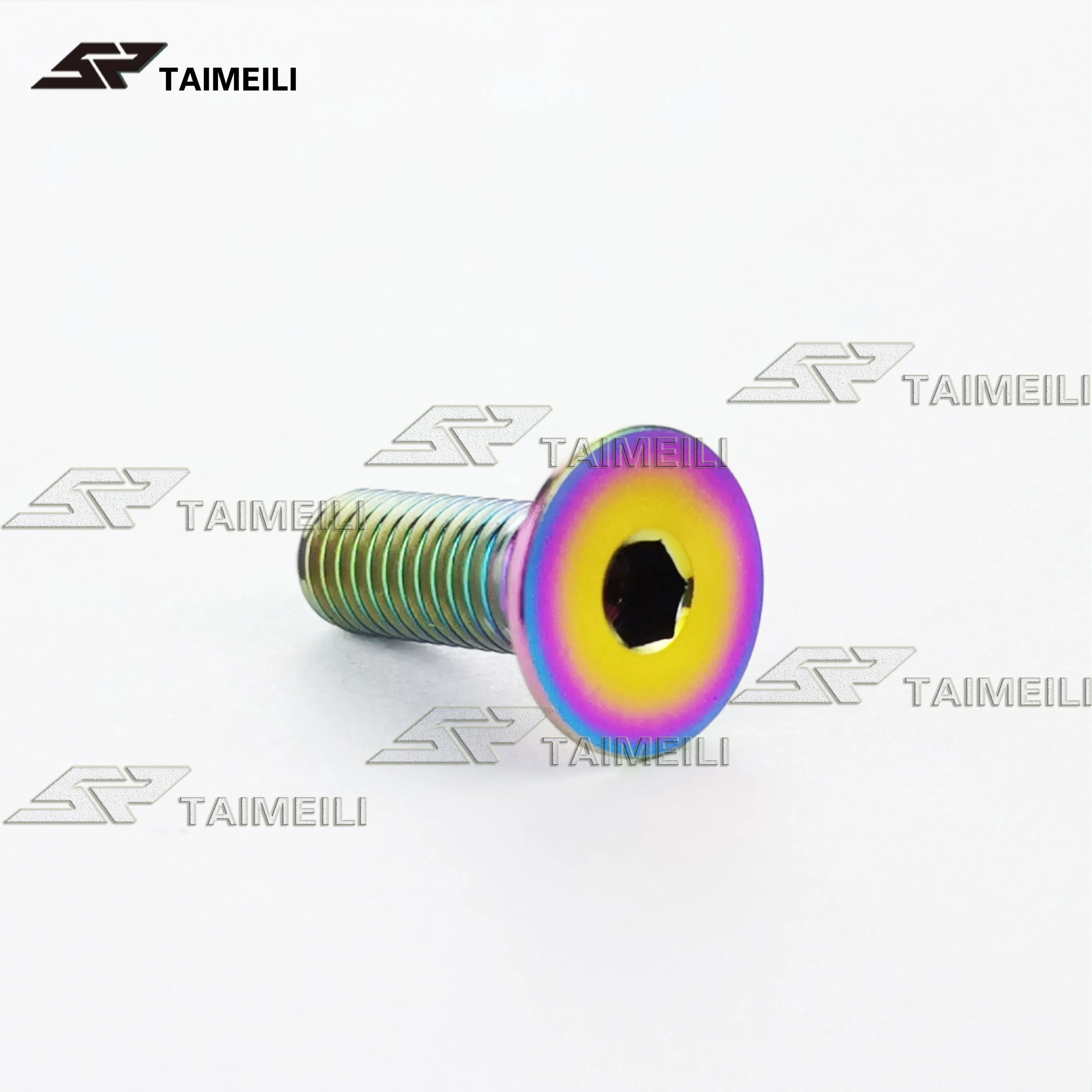 Rainbow color Titanium Болты с потайной головкой M5X10/12/1520/25 мм потайной болты из титанового сплава шестиугольный рукава titanium винты GR5 велосипеда - Цвет: Rainbow color