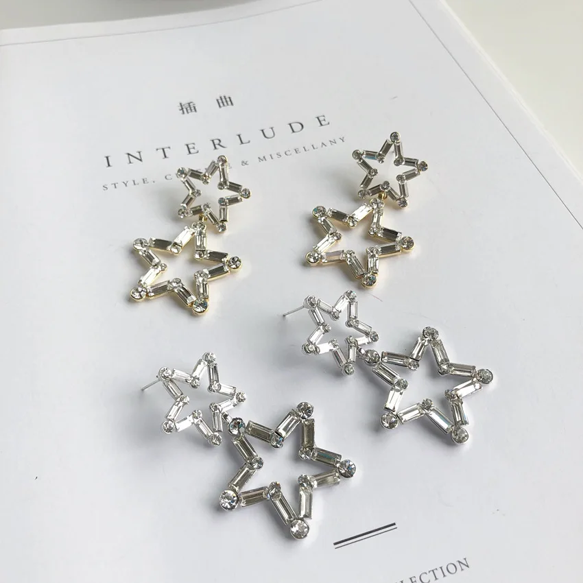 Модные серьги с большой звездой для женщин золотой цвет серебряный серьги-капли