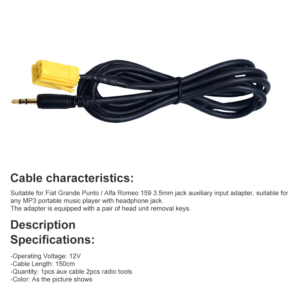 Автомобильный кабель для подключения аудио устройств Car 3.5MM Jack to ISO 6Pin Connector Aux Cable для Alfa Romeo Fiat Grande Punto + 2 инструмента.