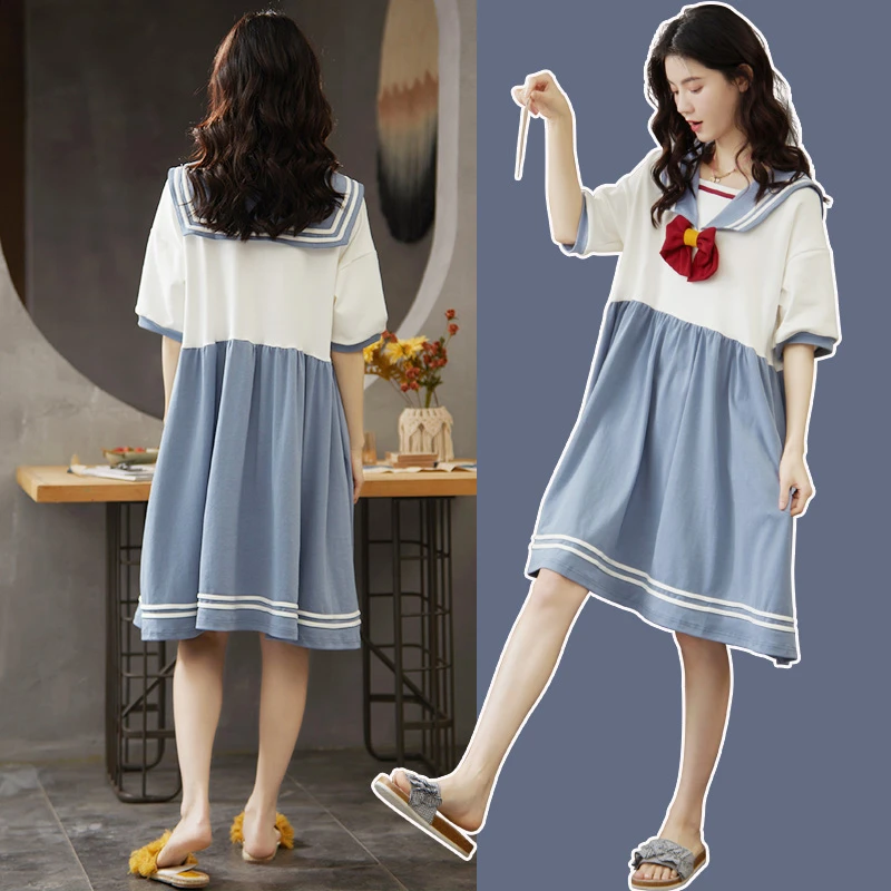 Ночная рубашка женская летняя хлопковая с коротким рукавом новая ночная Женская