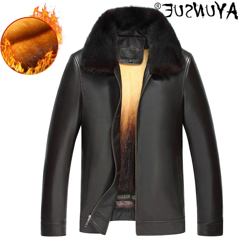 

Genuine men's jacket, mink lining, sheepskin coat, men's jacket.