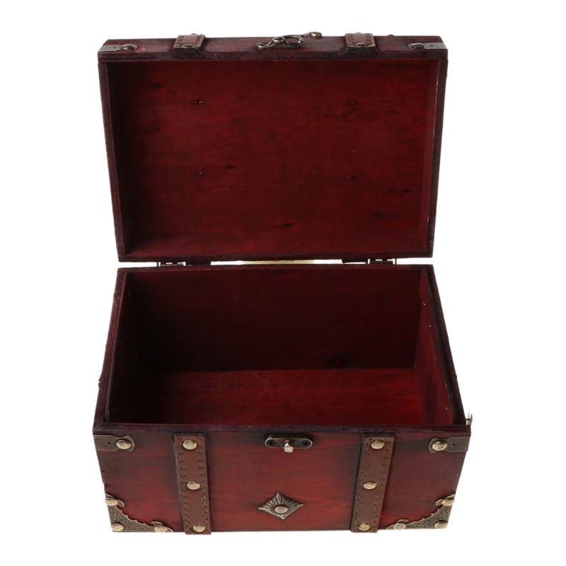 2021 New Treasure Chest Vintage Wooden Storage Box Antique Style Jewelry Organizer for Trinket home Mask box | Дом и сад