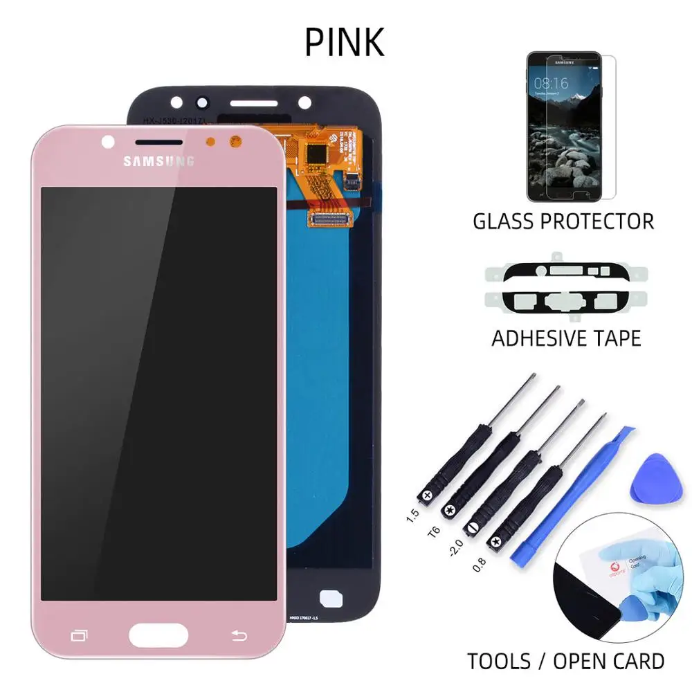 5.2" AMOLED Дисплей для SAMSUNG Galaxy J5 LCD J530 Дисплей в сборе с тачскрином J530F черный белый золотой - Цвет: Pink