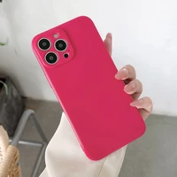 solid candy color phone case for iphone 13 11 12 pro x xs max xr se 2020 7 8 plus square edge shockproof glossy back soft cover