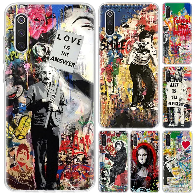 

Banksy Graffiti Art Abstract Funny Phone Case For Xiaomi Redmi Note 10 9 8 9S 10S 9A 9C 8 8T 7 6 5 Pro 7A 8A 6A 4X S2 K20 K30 Co