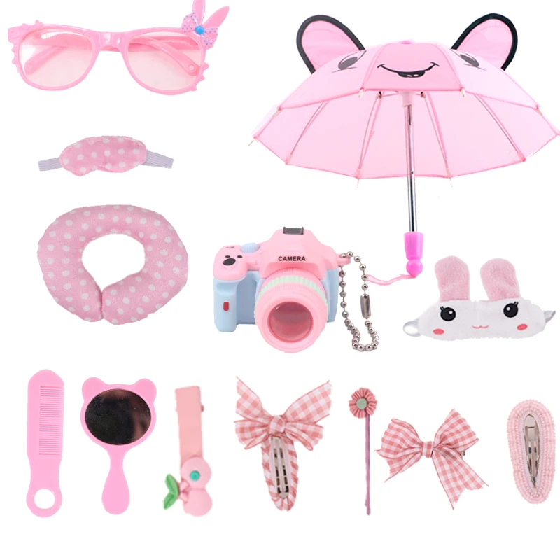 

Pink Bunny Set Sling Dress,Pajama,PU Shes Backbag For 18 Inch American&43cm Born Baby Reborn Doll Clothes/Accessories Girls Gift