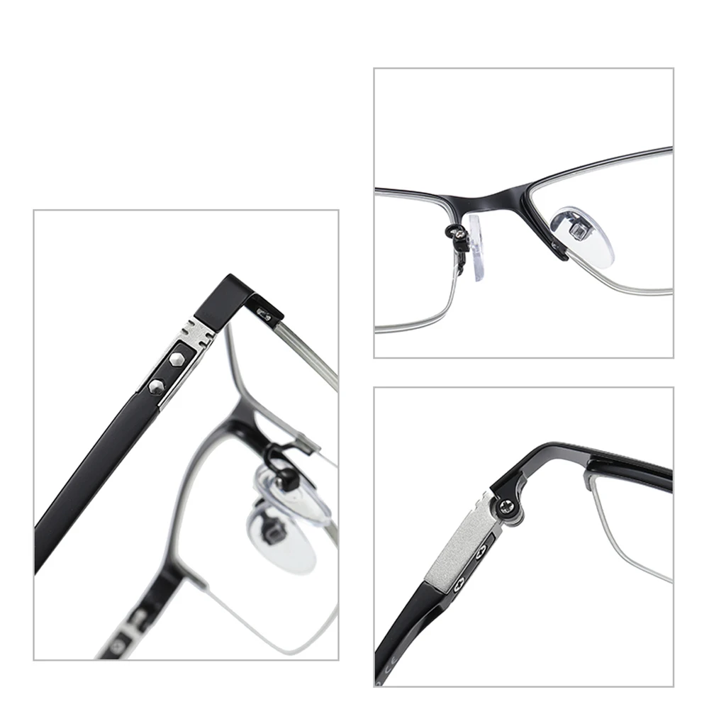 Veshion Anti Blue Light Rectangular Glasses for Men Half Frame Gold Tr90 Optical Male Clear Lens Semi-rimless | Аксессуары для