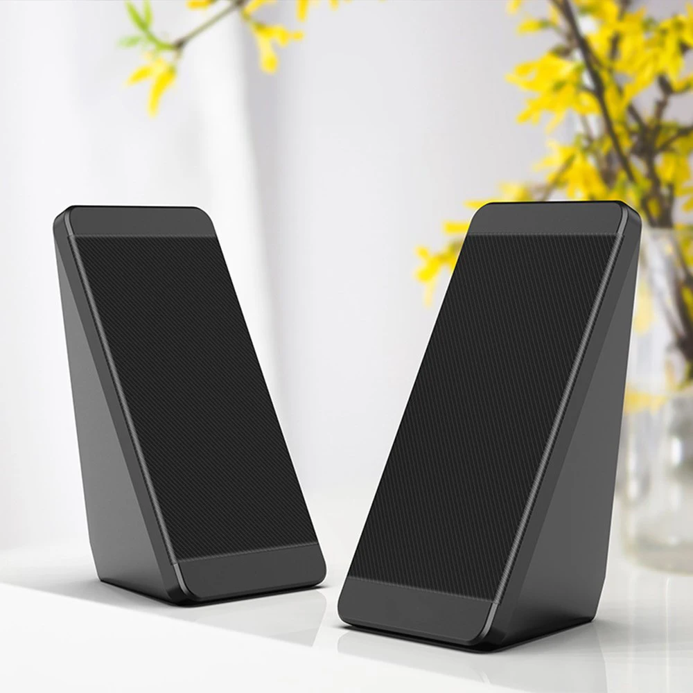 

USB Wired Computer Speakers 2 Pieces PC Elevation Angle Horns Volume Control for Desktop Bass PC,Notebook,Smartphone and Tablet