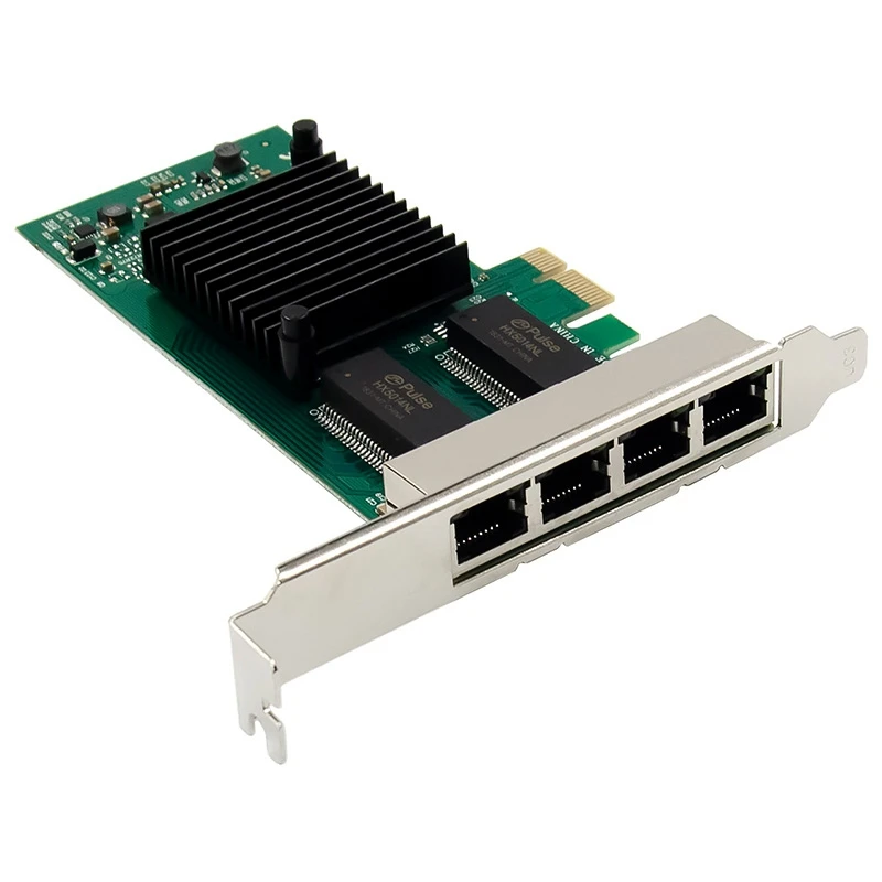 PCIe X1 Network Card 4 Port Gigabit Ethernet Electrical RJ45 LAN Card 1000M PCIe Adapter Card I350AM4 Chip for Desktop