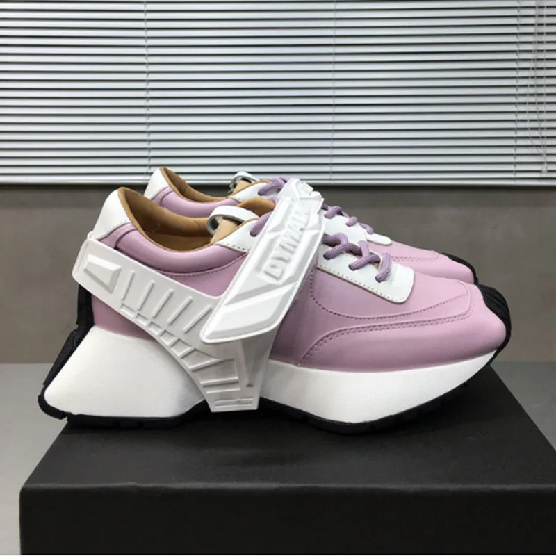 

Women's casual shoes retro inclined square head casual thick soled women's shoes fashion leather casual sports shoes