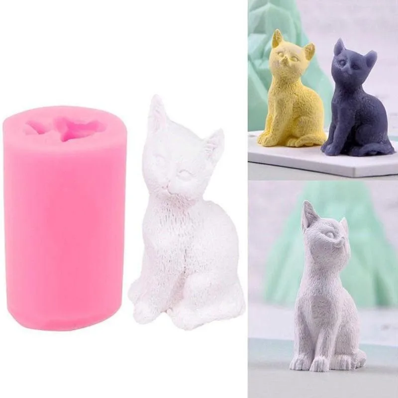 3D милый кот Силиконовые лампы в форме свечи мыло форма виде животных Шоколад