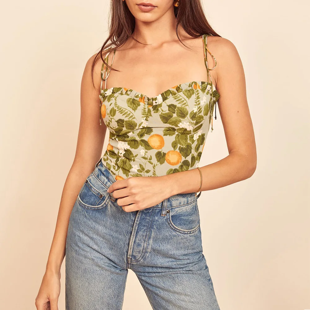 Женский пляжный топ без рукавов повседневный укороченный на бретелях спагетти с