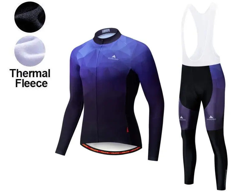 2021 Синий Профессиональный комплект зимней велоодежды с длинным рукавом