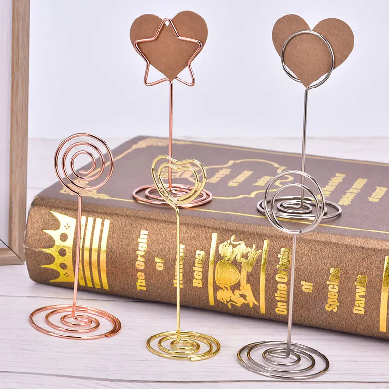 

4 style Metal Place Card Holder Wedding Heart Photo Clip Table Number Stand
