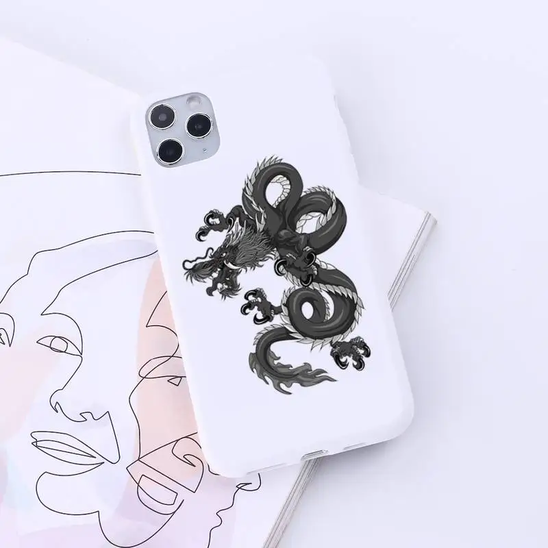 

Chinese dragon Simple pattern Phone Case Candy Color for iPhone 6 7 8 11 12 s mini pro X XS XR MAX Plus
