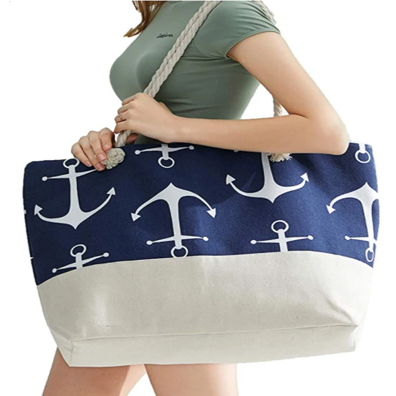 

Reusable Tote Beach Bag Linen Casual Women's Shoulder Bag Foldable Shopping Bag