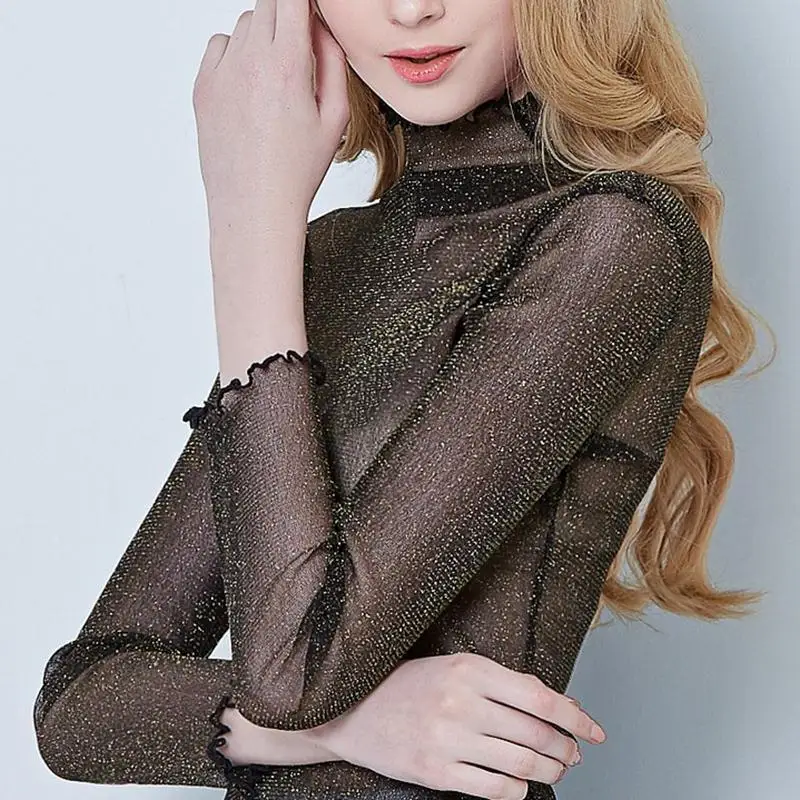 Сексуальная женская футболка прозрачные сетчатые топы Прозрачная облегающая