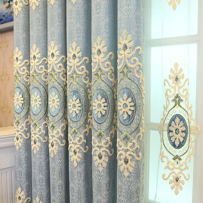 

Curtains for Living Room High-end European Luxury Embroidered Floor-to-ceiling Window Shading Jacquard Dining Room Bedroom