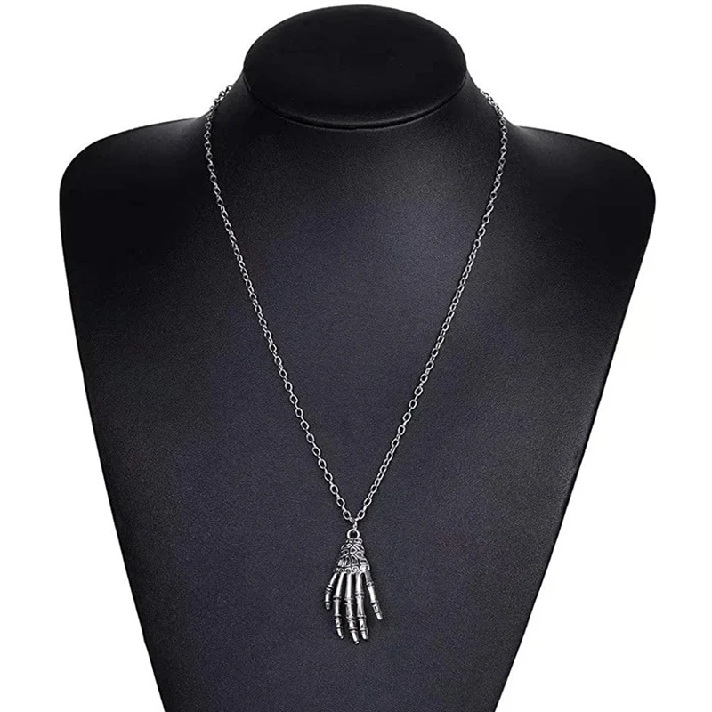 

1pcs Halloween Jewelry Collares Vintage Punk Gothic Skull Bone Hand Claw Long Pendant Necklace Earring Women Chains Accessories