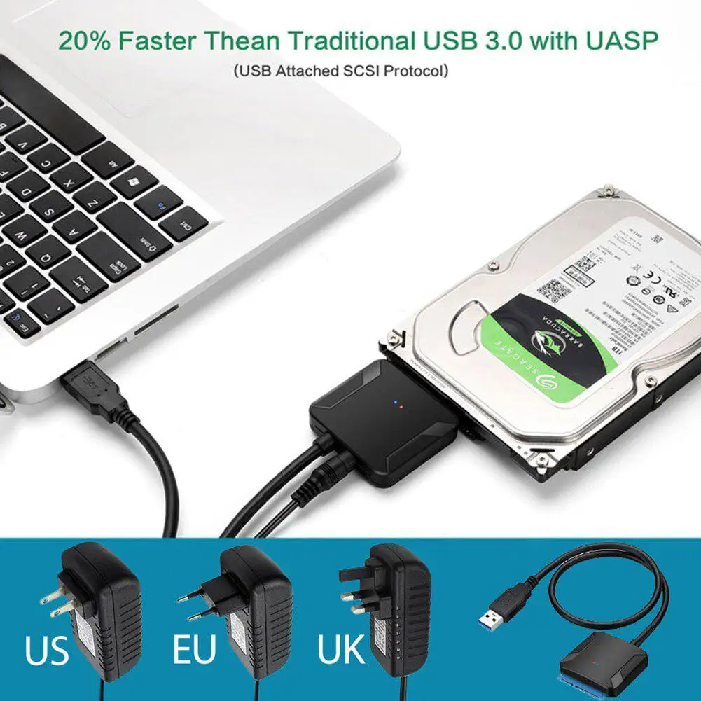 Компьютерный разъем USB 3 0 для Sata адаптер USB3.0 кабель конвертер жесткого диска + 12v 2A