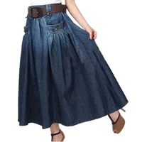 tiyihailey free shipping fashion denim all match loose casual jeans skirt elastic waist long skirt for women with belt s 3xl