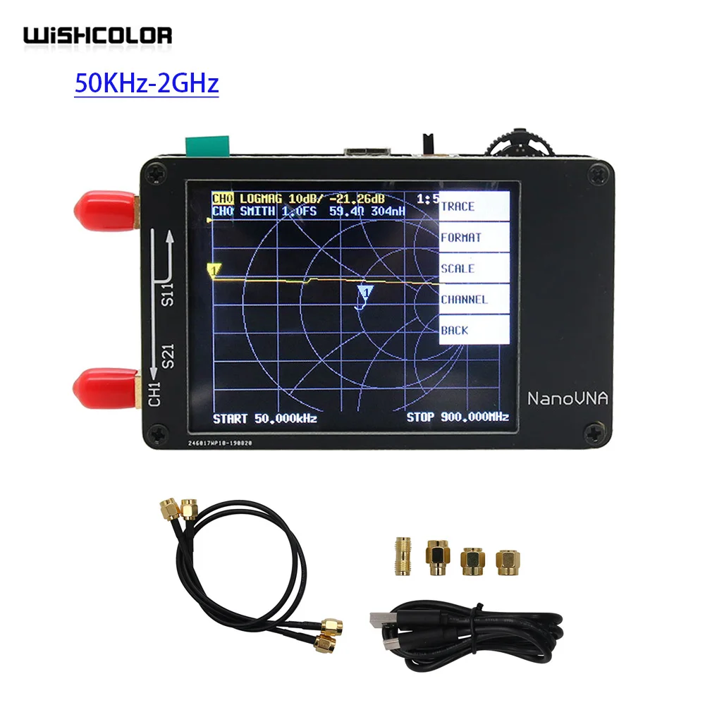 

Векторный анализатор сети Wishcolor 50 кгц-2 ГГц NanoVNA для антенны MF HF VHF UHF, сенсорный экран 2,8 дюйма без оболочки