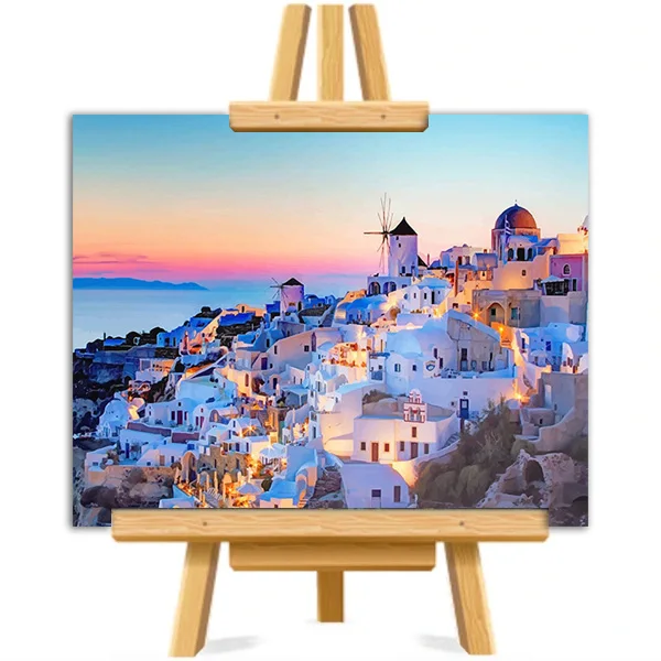 

Greece by night Picture DIY Painting By Numbers Colouring Zero Basis HandPainted Oil Painting Unique Gift Home Decor