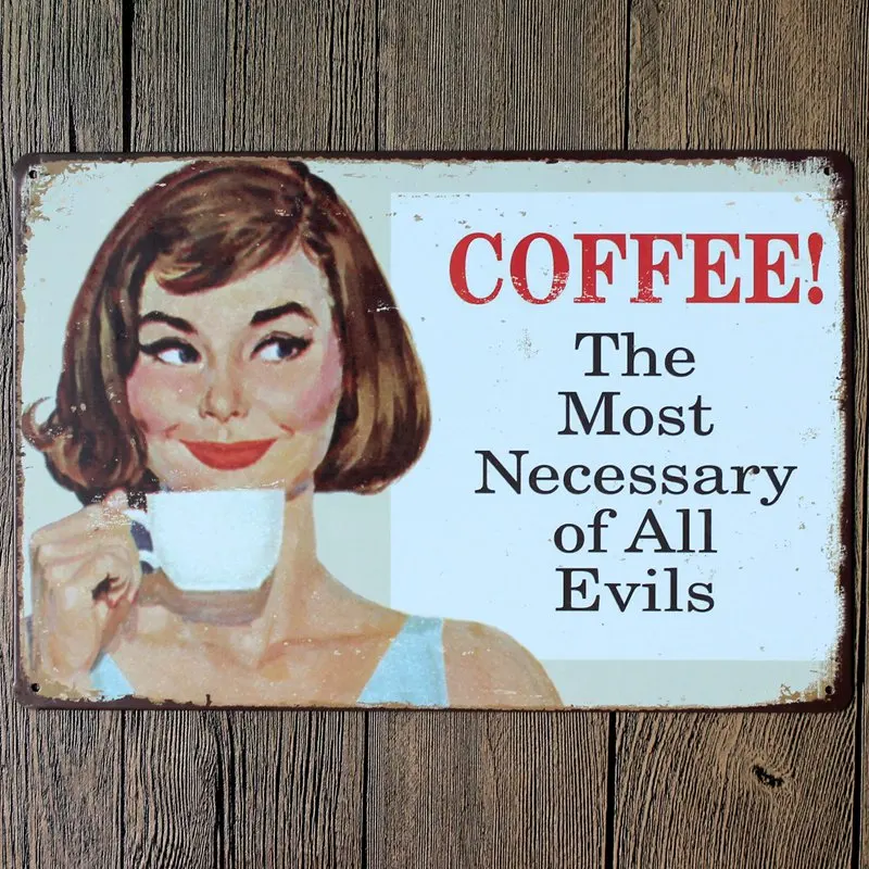 

Coffee Sign Tin Signs Plaque Metal Vintage Wall Bar Home Art Restaurant Decoration Iron Poster Cuadros DU-8063